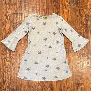 Girls' Gray Star Bell-Sleeve Casual Dress